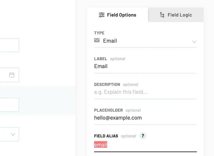 Email field alias