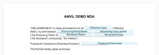 This is how our NDA file and fields will look to the signer.