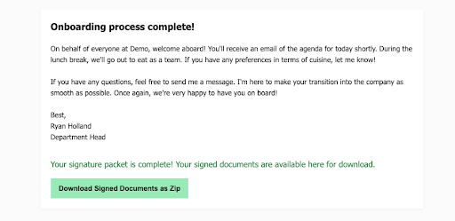 Onboarding completion page.
