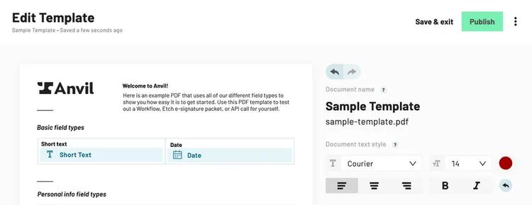 Filling an unpublished PDF template