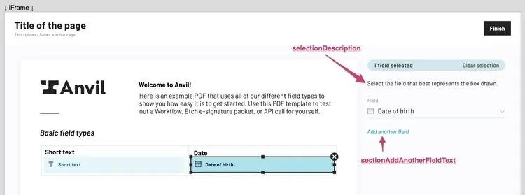 Template UI strings when a field is selected