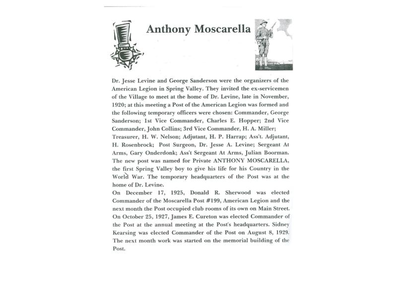 History moment Anthony Moscarella American Legion Post 199 History