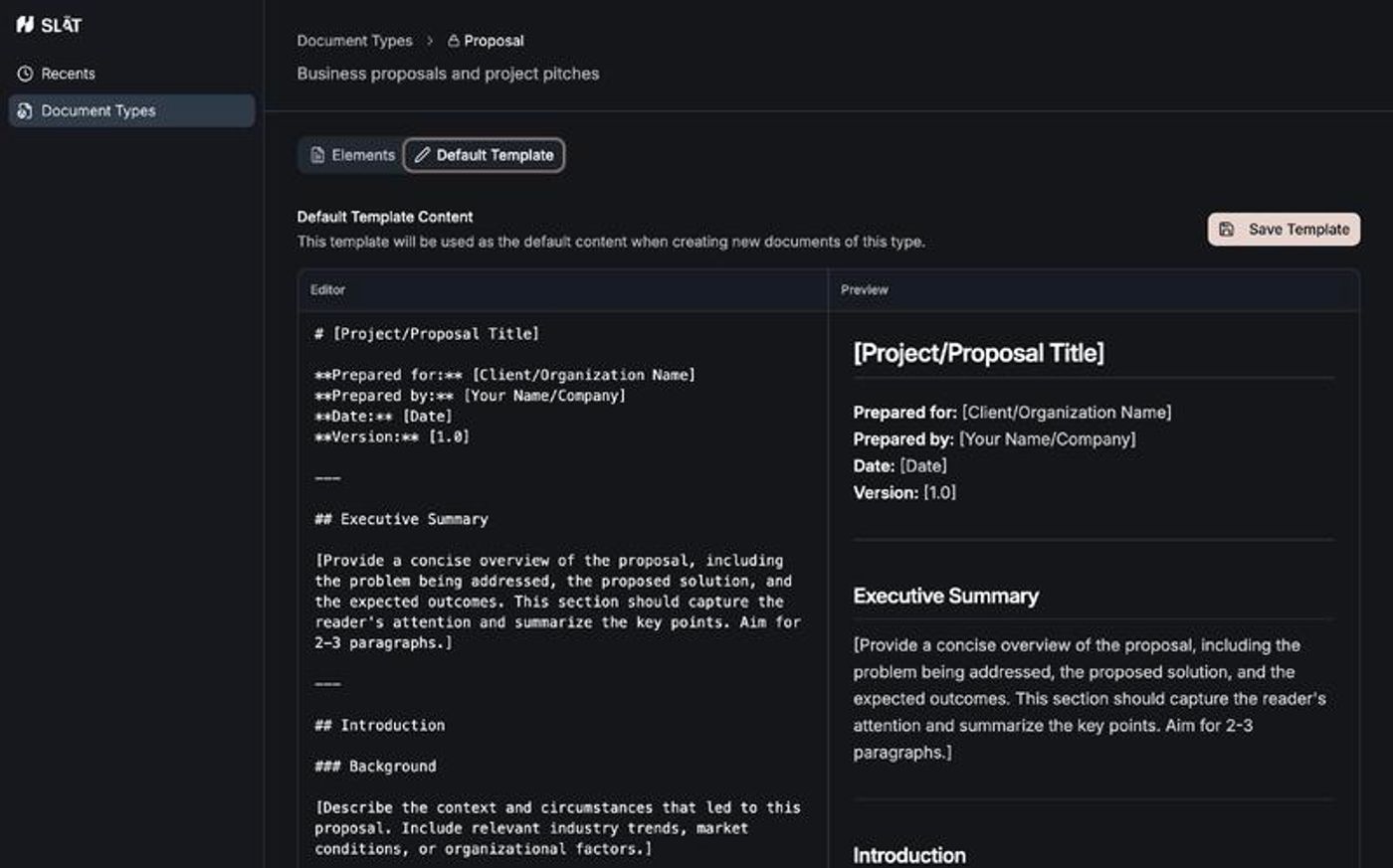 Slāt screenshot, dark mode
