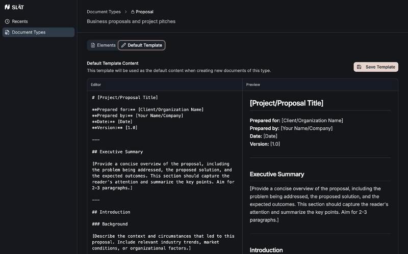 Slāt screenshot, dark mode