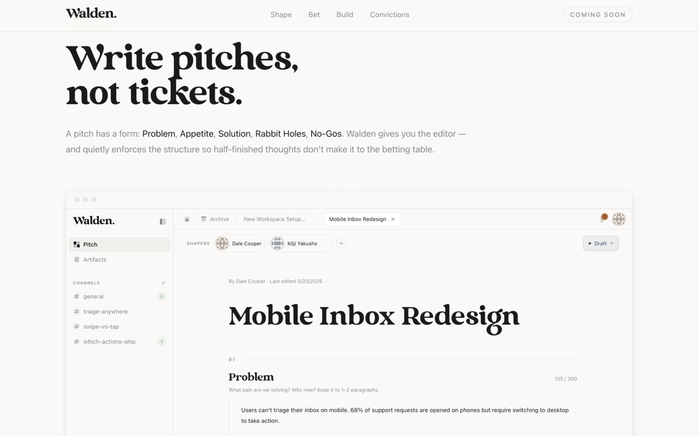 Screenshot of pitch feature in Walden software
