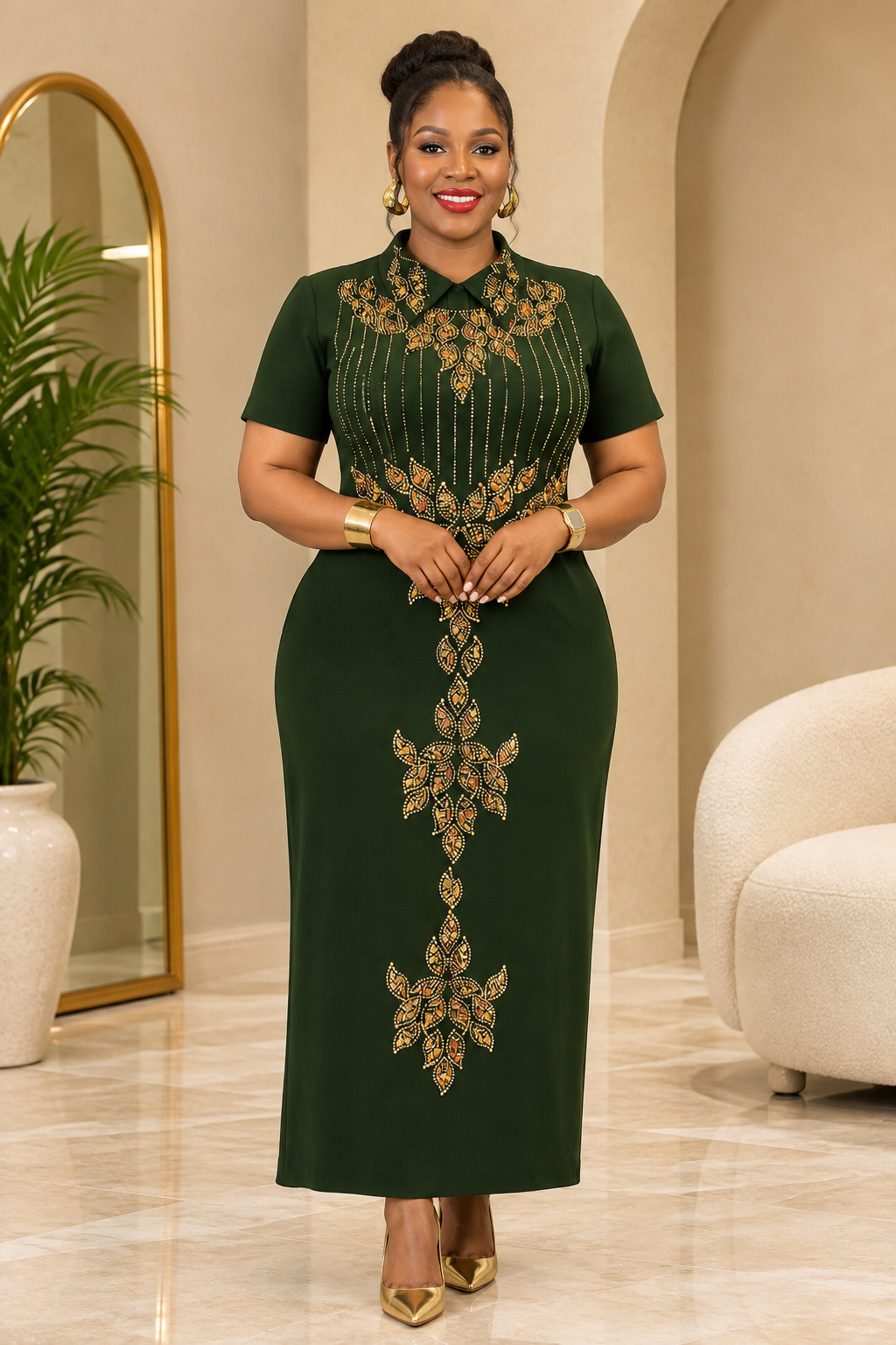 Emerald Royal Embellished Midi Dress