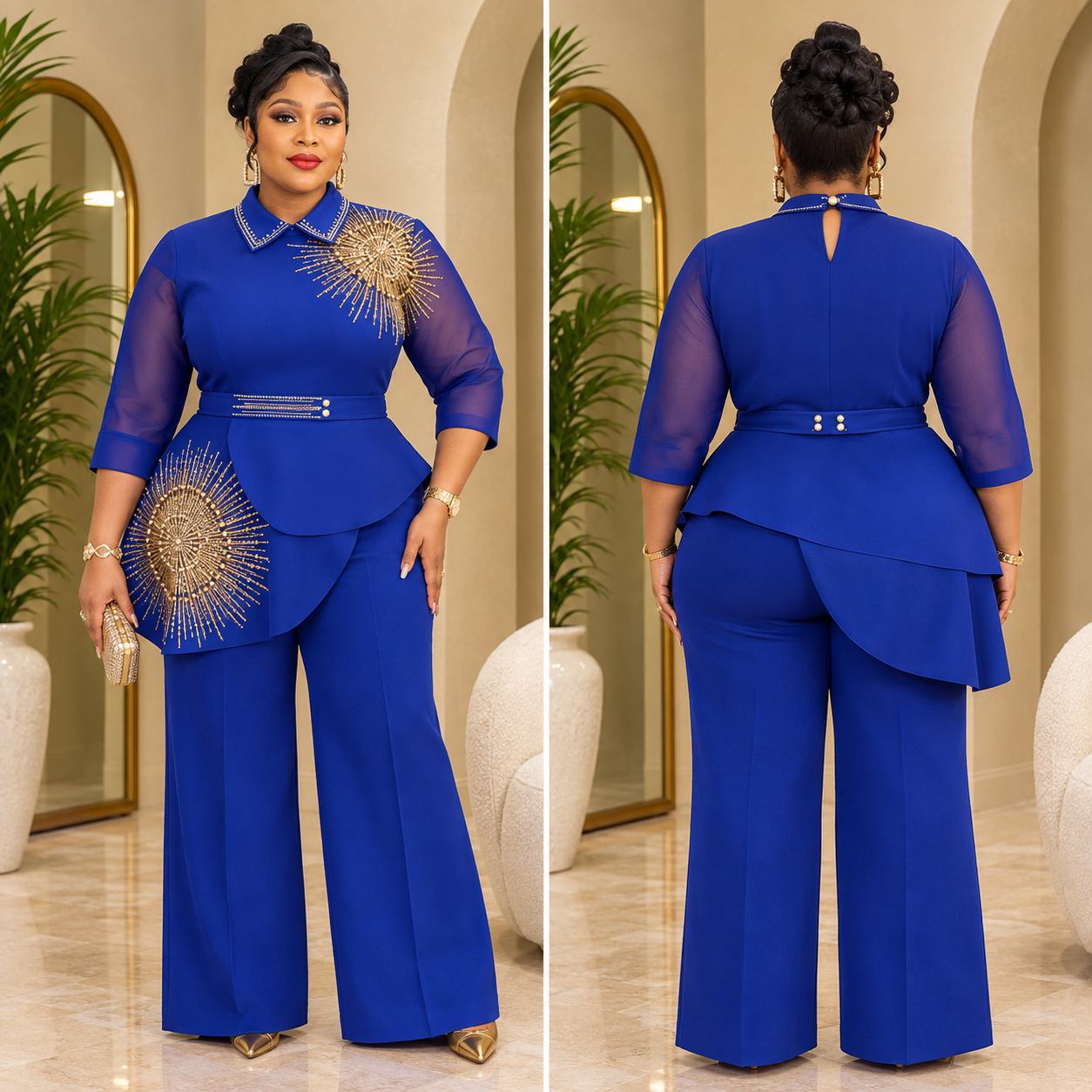 Royal Blue Radiance Embellished Two-Piece Set