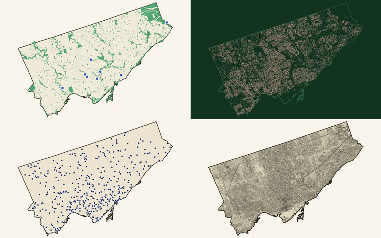 The four live Toronto Micro-Atlas guides shown as one visual system.