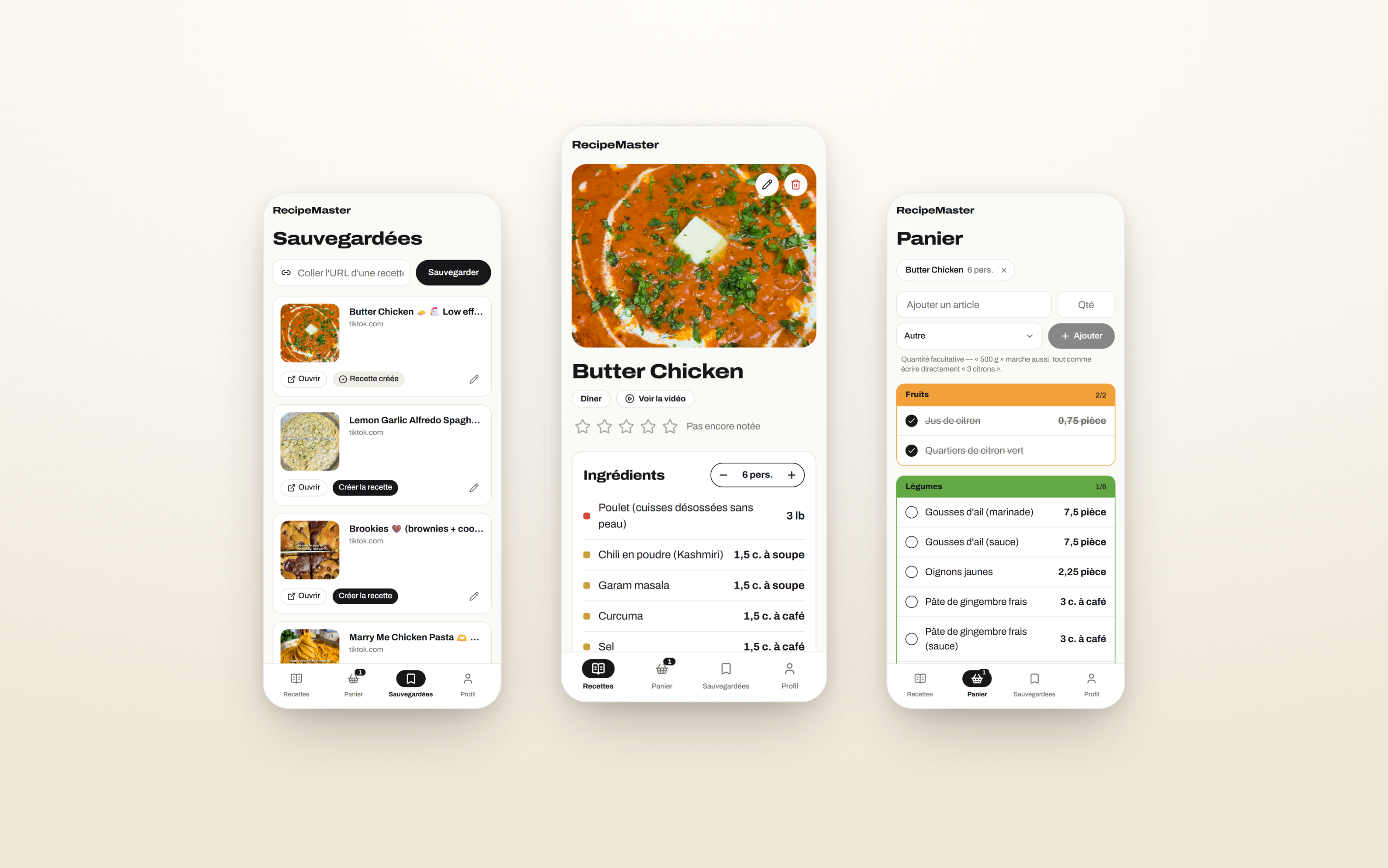 RecipeMaster, Application web