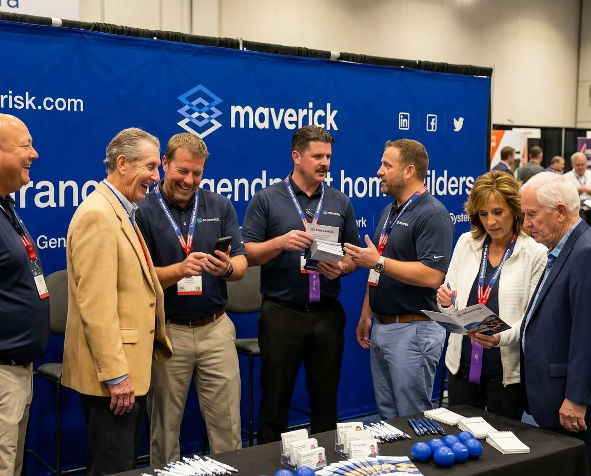 Maverick team members talking with attendees at a home builder industry trade show