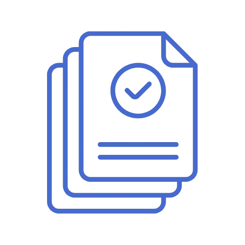 Document with checkmark icon representing simplified paperwork