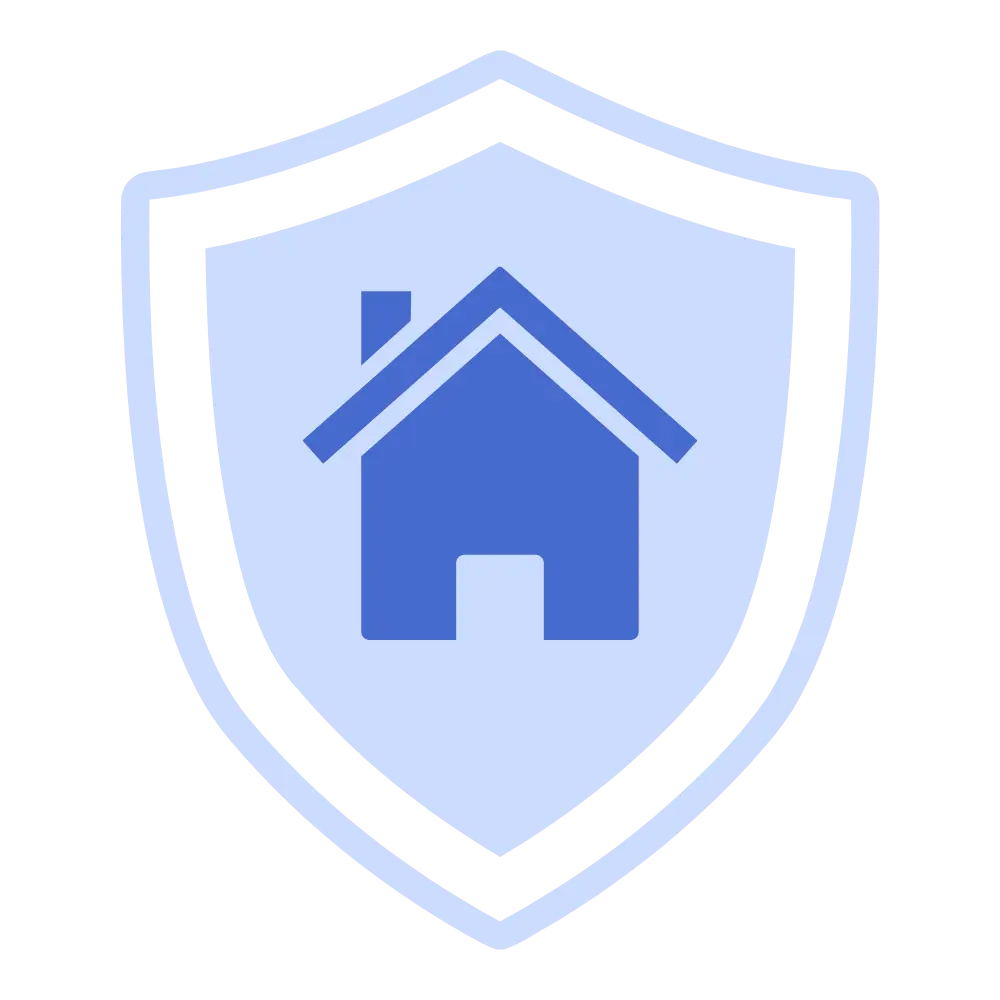 Icon of a home inside a protective shield