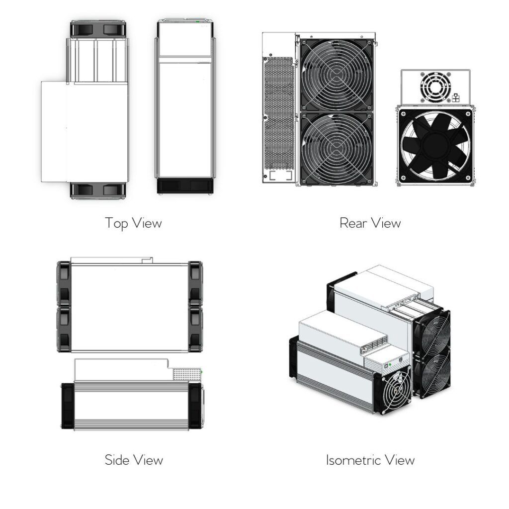 Bitcoin Mining - S21 Pro vs Whatsminer M60 Dimensional Views