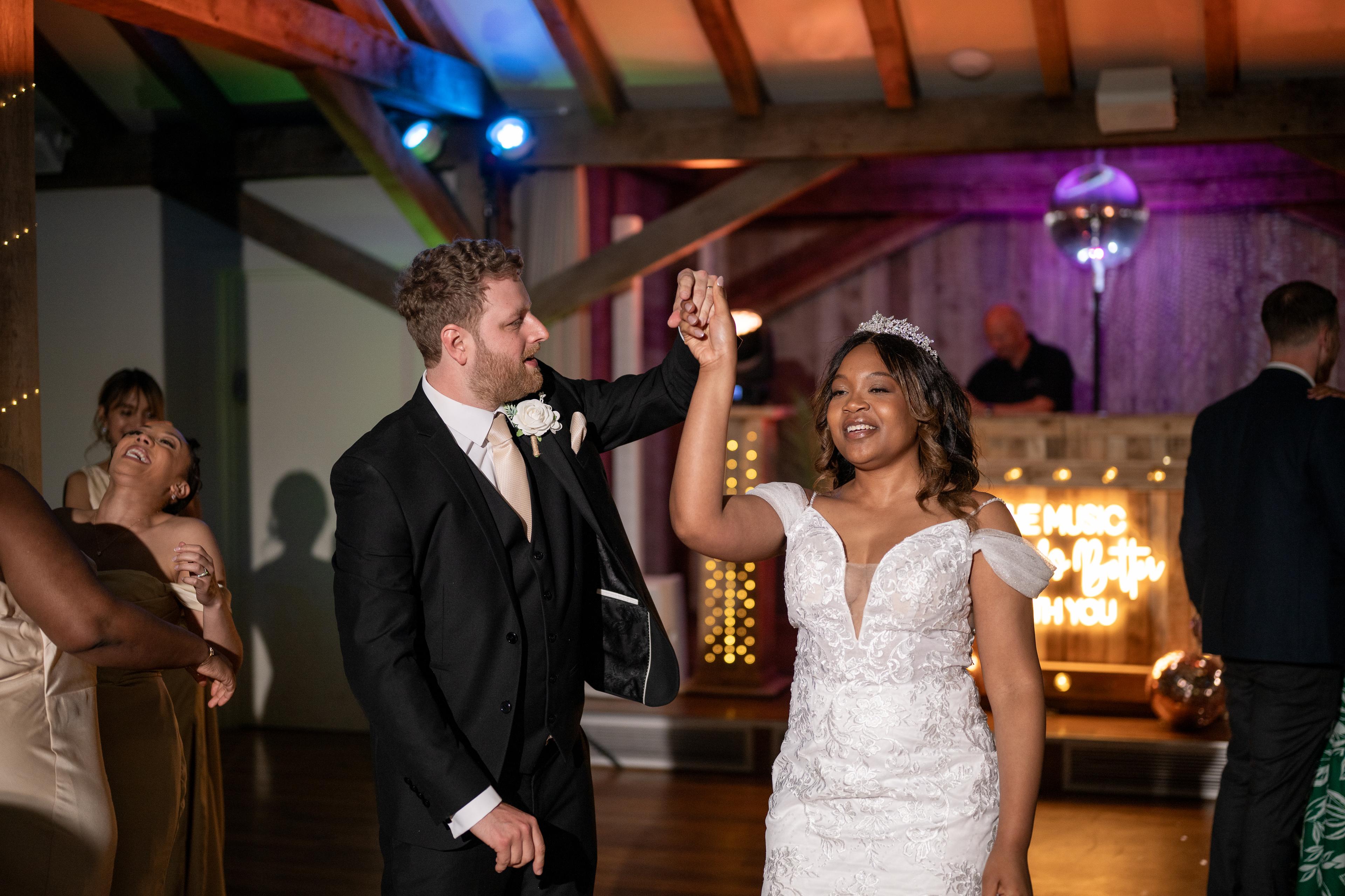 Nathan and Nastashia's first dance in the Oak Barn at Bredenbury Court Barns