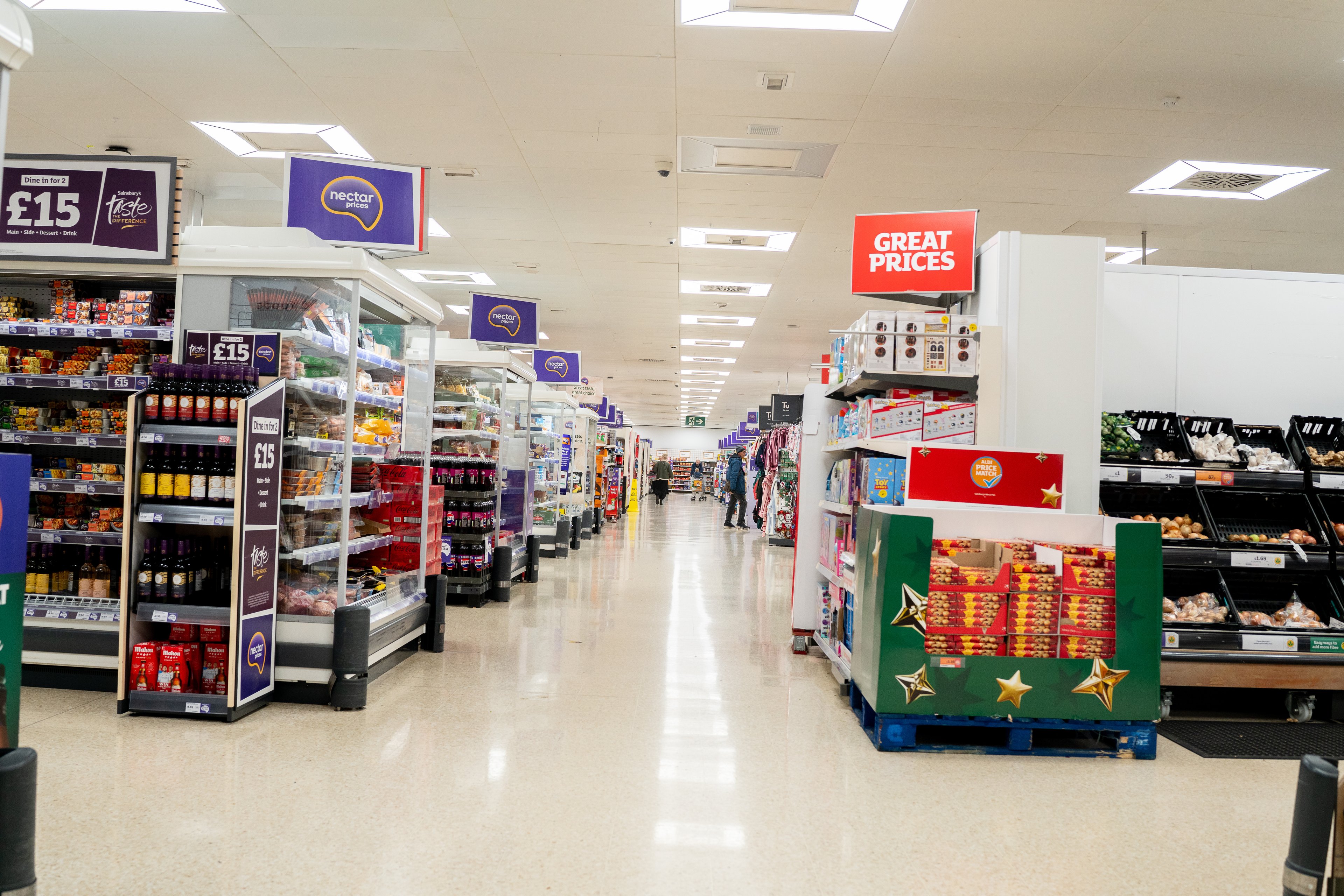 Sainsbury's Telford supermarket aisle, commercial photography for William Reed