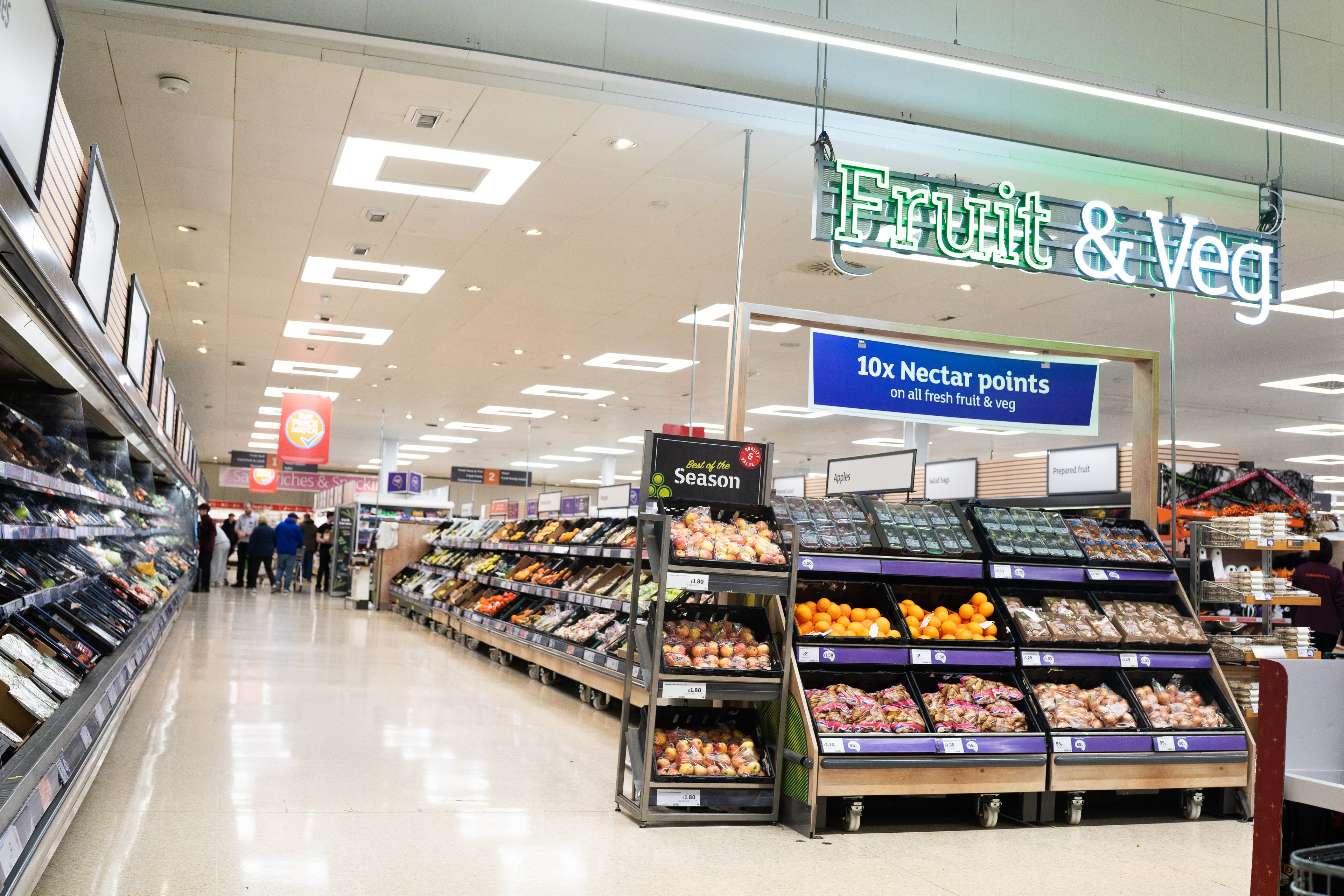 Fruit and veg department at Sainsbury's Telford, retail photography for William Reed