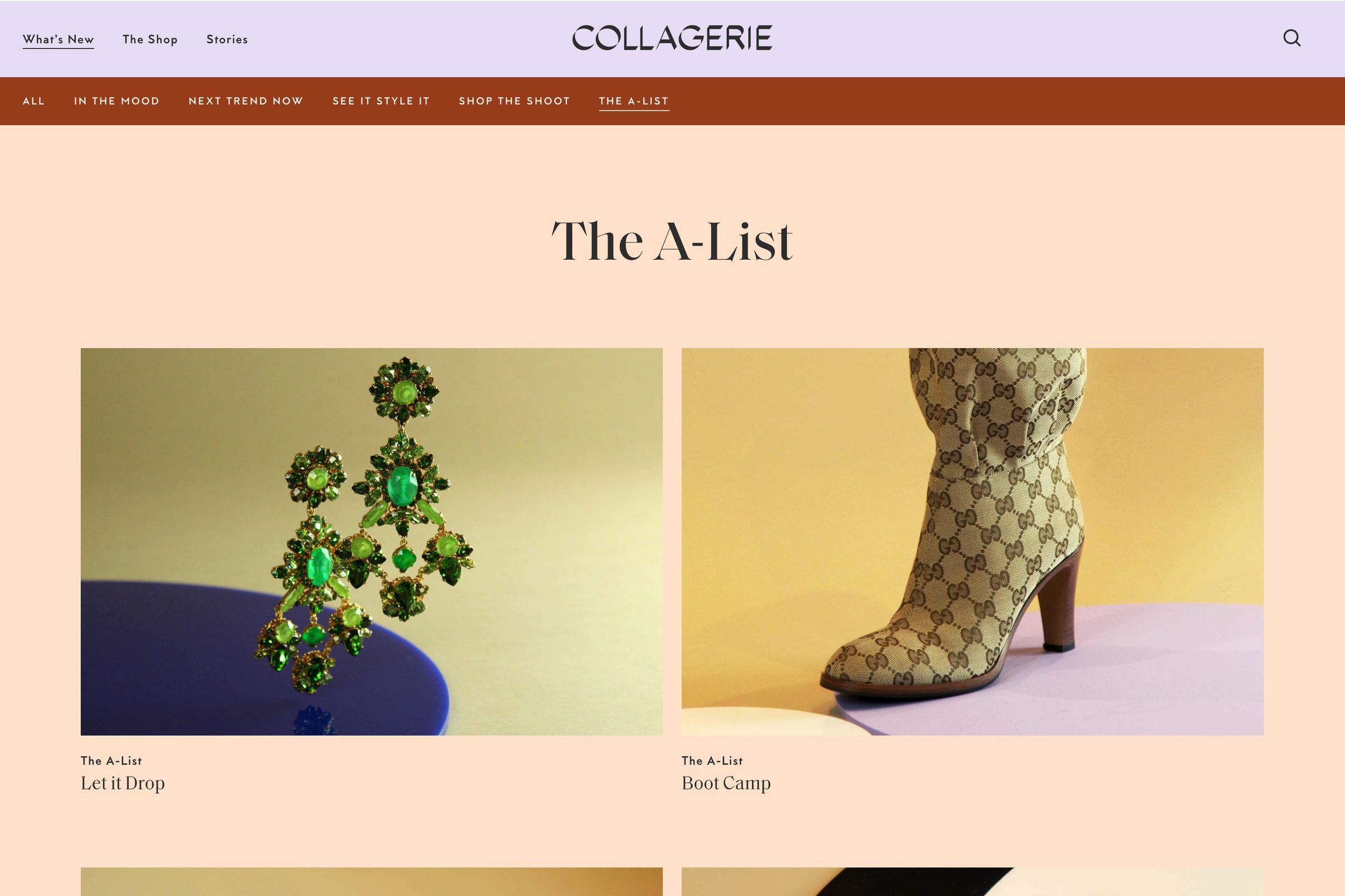 Collagerie website design The A-List