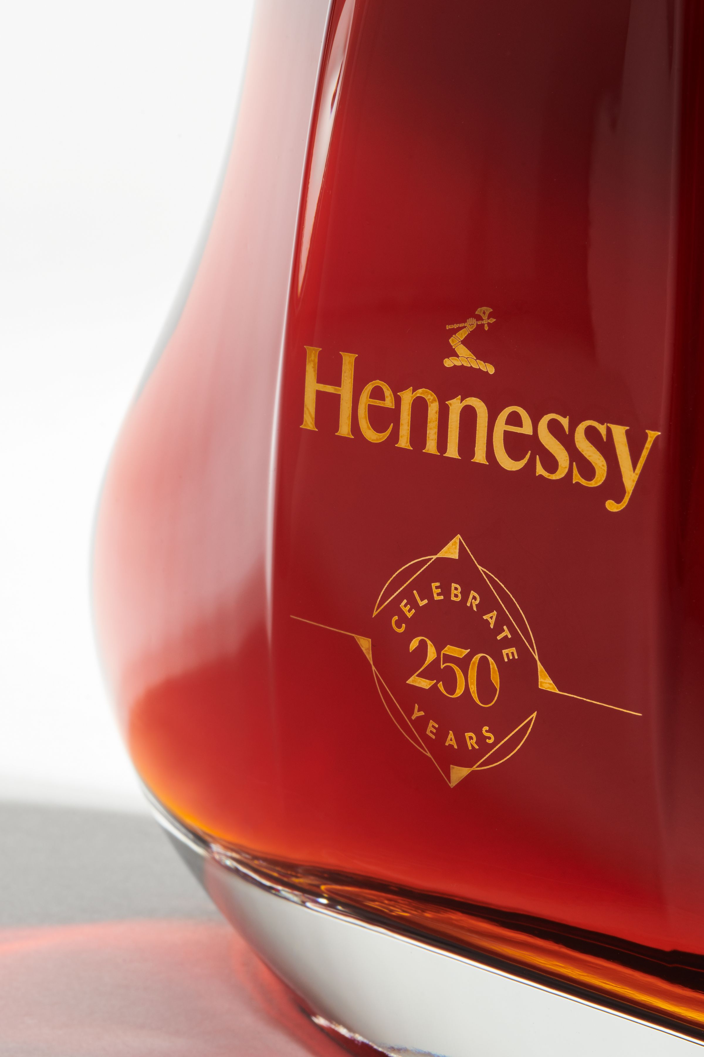 Hennessy 250th anniversary logo applied to bottle