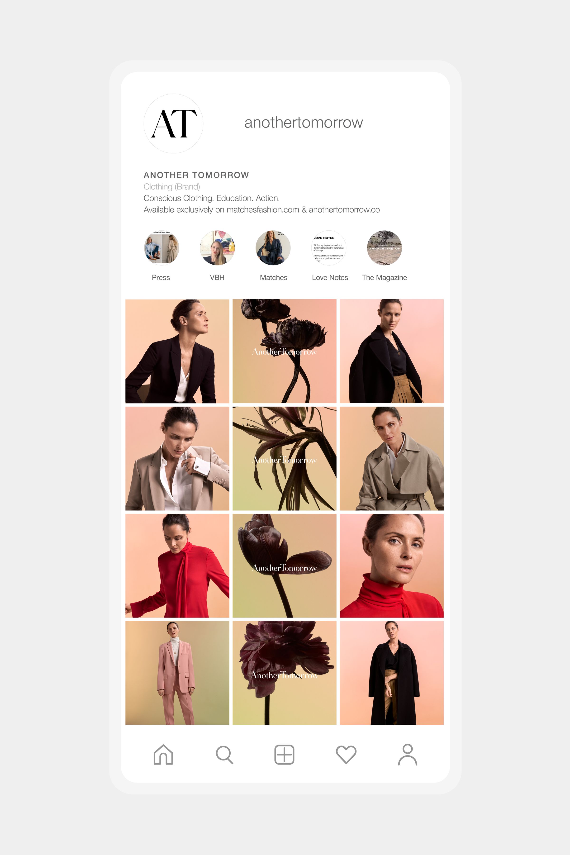 Another Tomorrow website design collection page