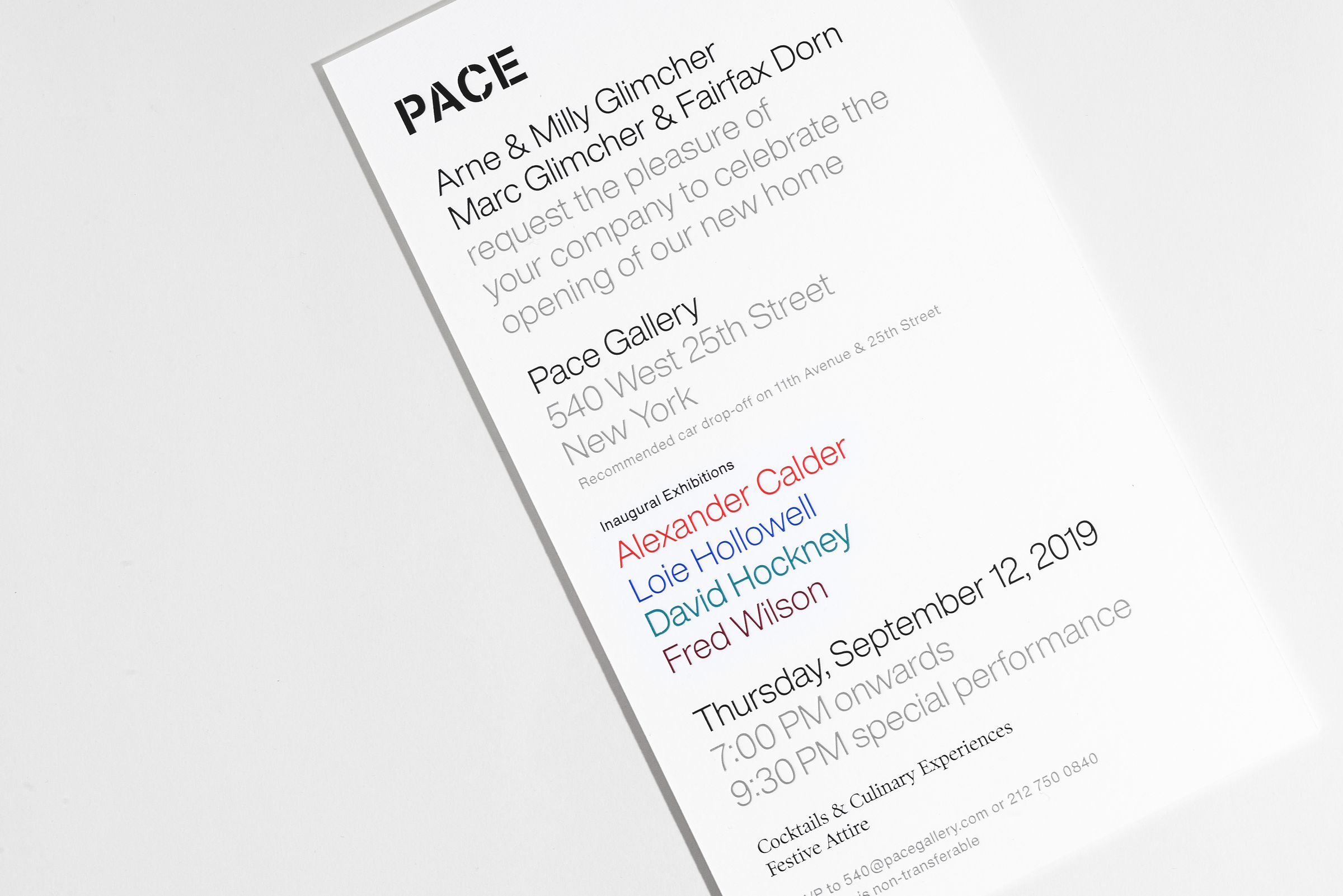 Pace Gallery lenticular invitation detail