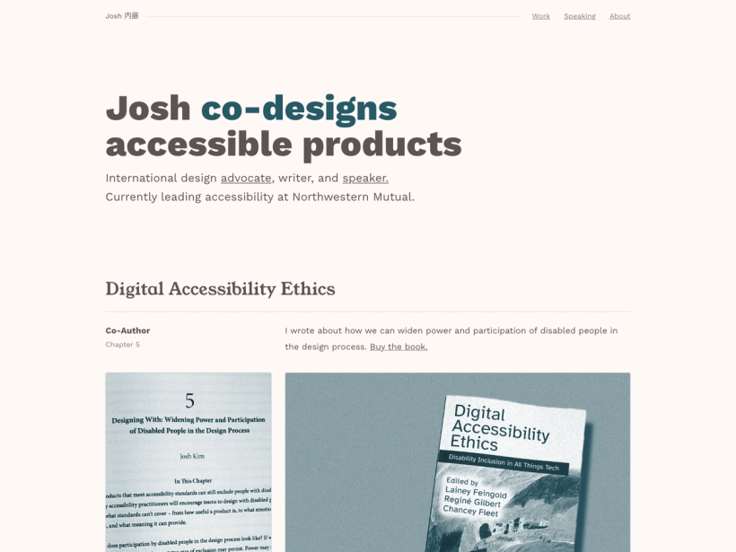 Josh Kim is a humanity centered accessibility strategist, educator, and design researcher