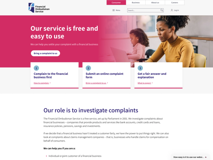 Financial Ombudsman Service: our homepage