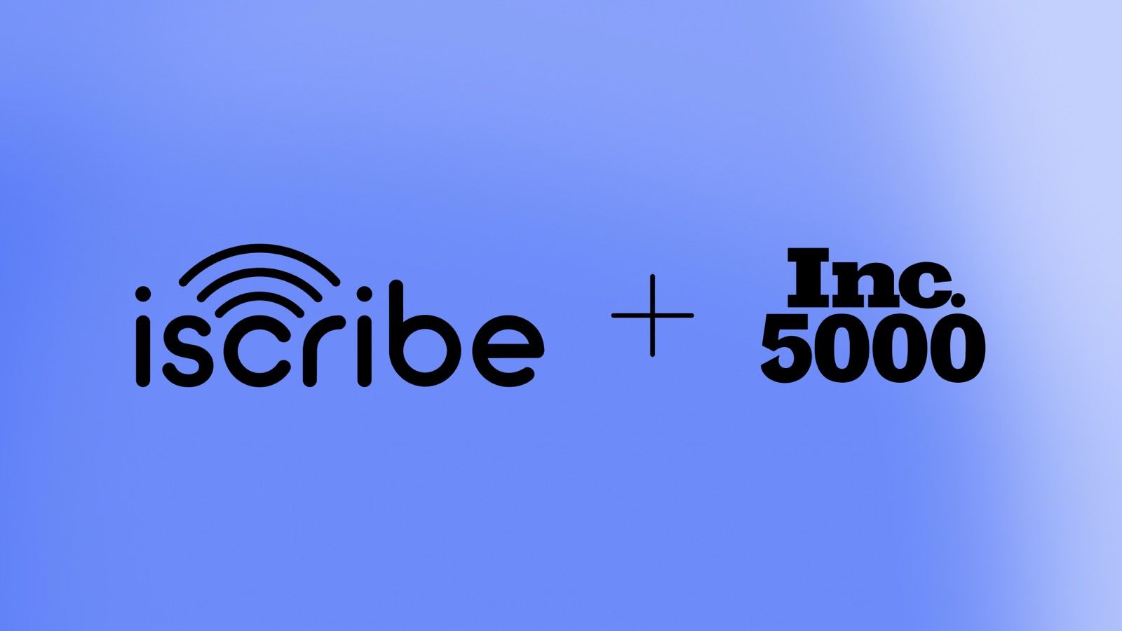 The iScribe logo beside the Inc. 5000 logo on a lavender background.