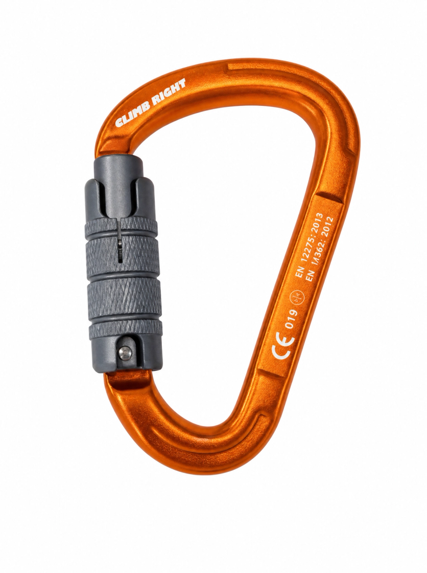 Climb Right by Stein orange HMS triple-locking aluminum carabiner