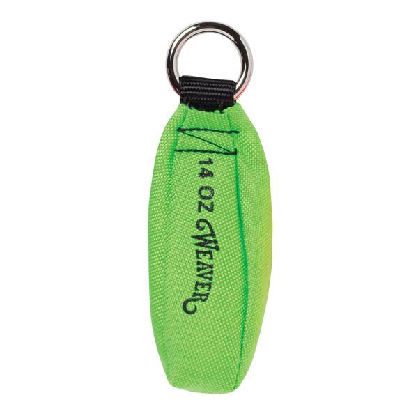 Neon Green Weaver 14 oz Cordura arborist throw weight with a 7/8-inch nickel-plated ring