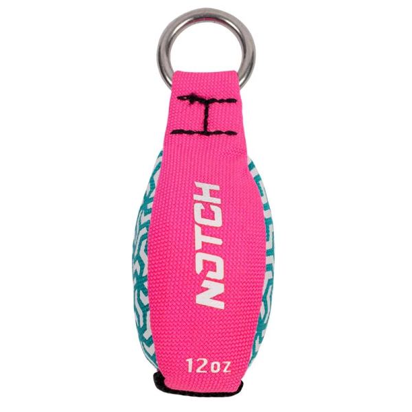 Notch ZERO 12 oz lead-free throw weight, pink Cordura with high-visibility pattern panels and welded ring