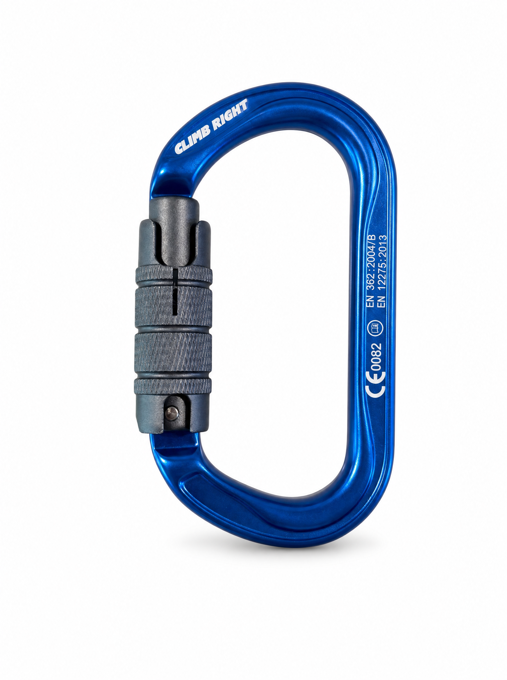 Climb Right by Stein blue oval triple-locking aluminum carabiner
