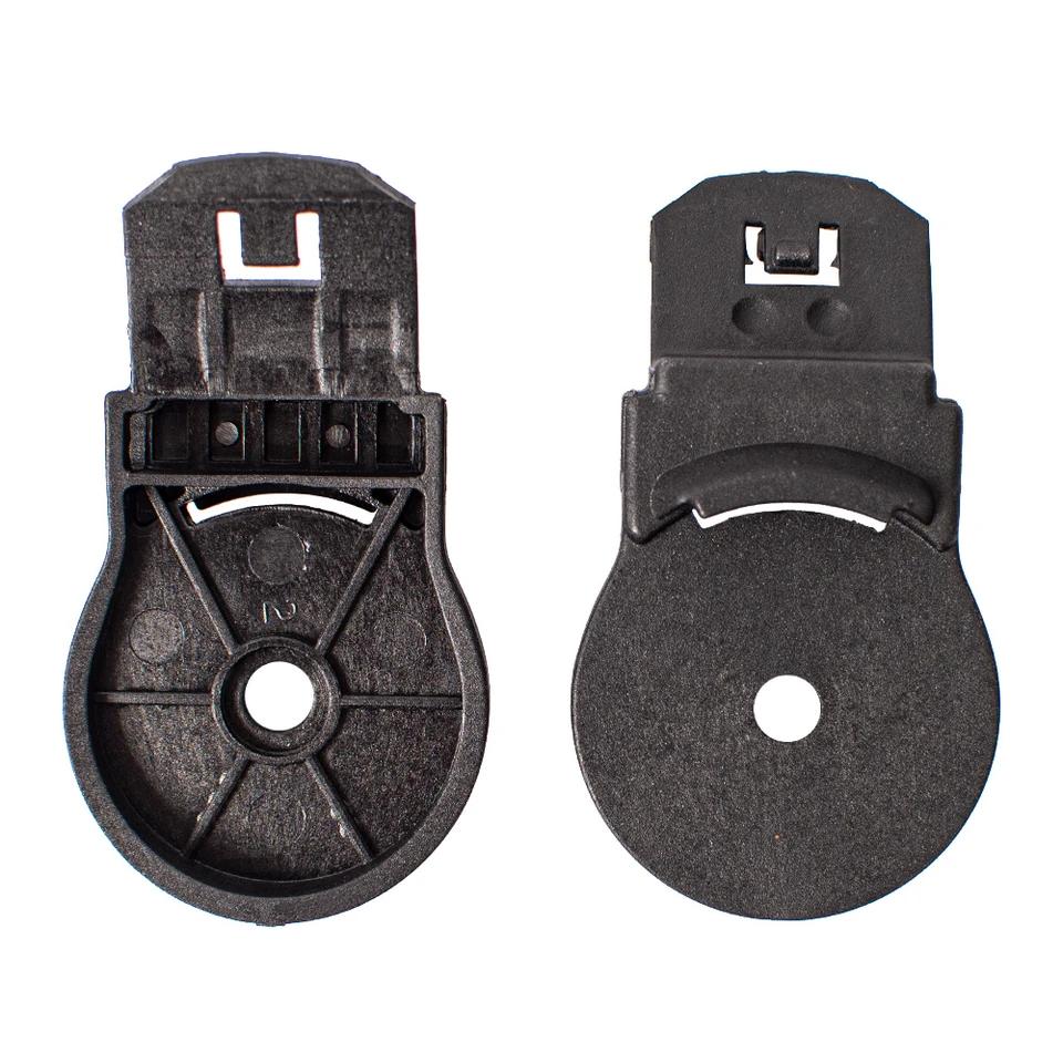 Pair of black KASK 30 mm visor carrier attachments for Superplasma helmets, shown from the front and back