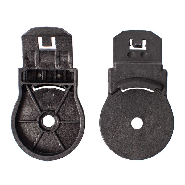Pair of black KASK 30 mm visor carrier attachments for Superplasma helmets, shown from the front and back