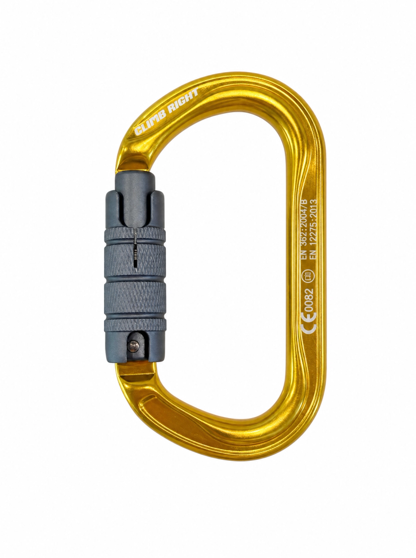Climb Right by Stein gold oval triple-locking aluminum carabiner