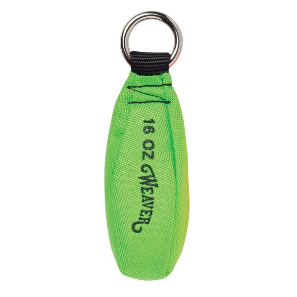 Neon Green Weaver 16 oz Cordura arborist throw weight with a 7/8-inch nickel-plated ring
