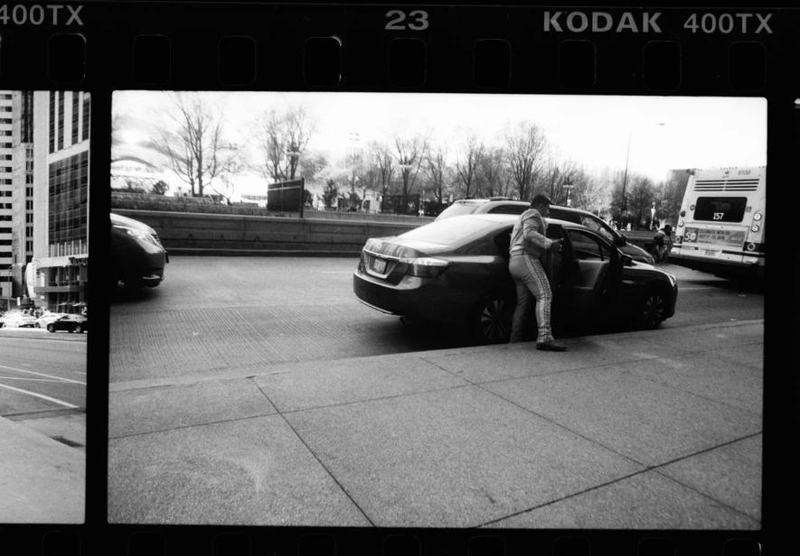 Man getting out out car - kodak 400tx