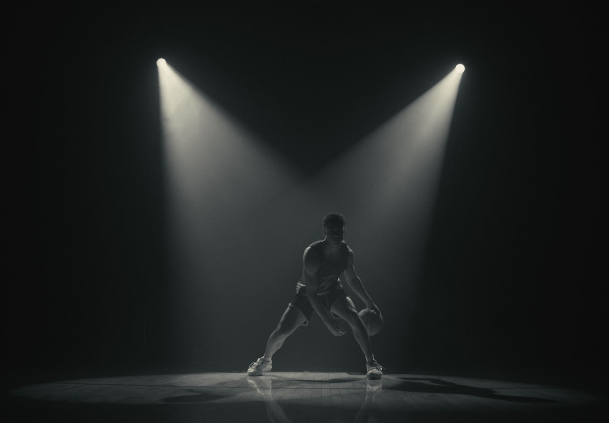 Bryce Spiller showing his dribbling skills on the set of "the courts"