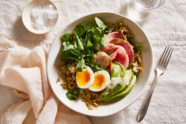bowl of brown rice egg bowl