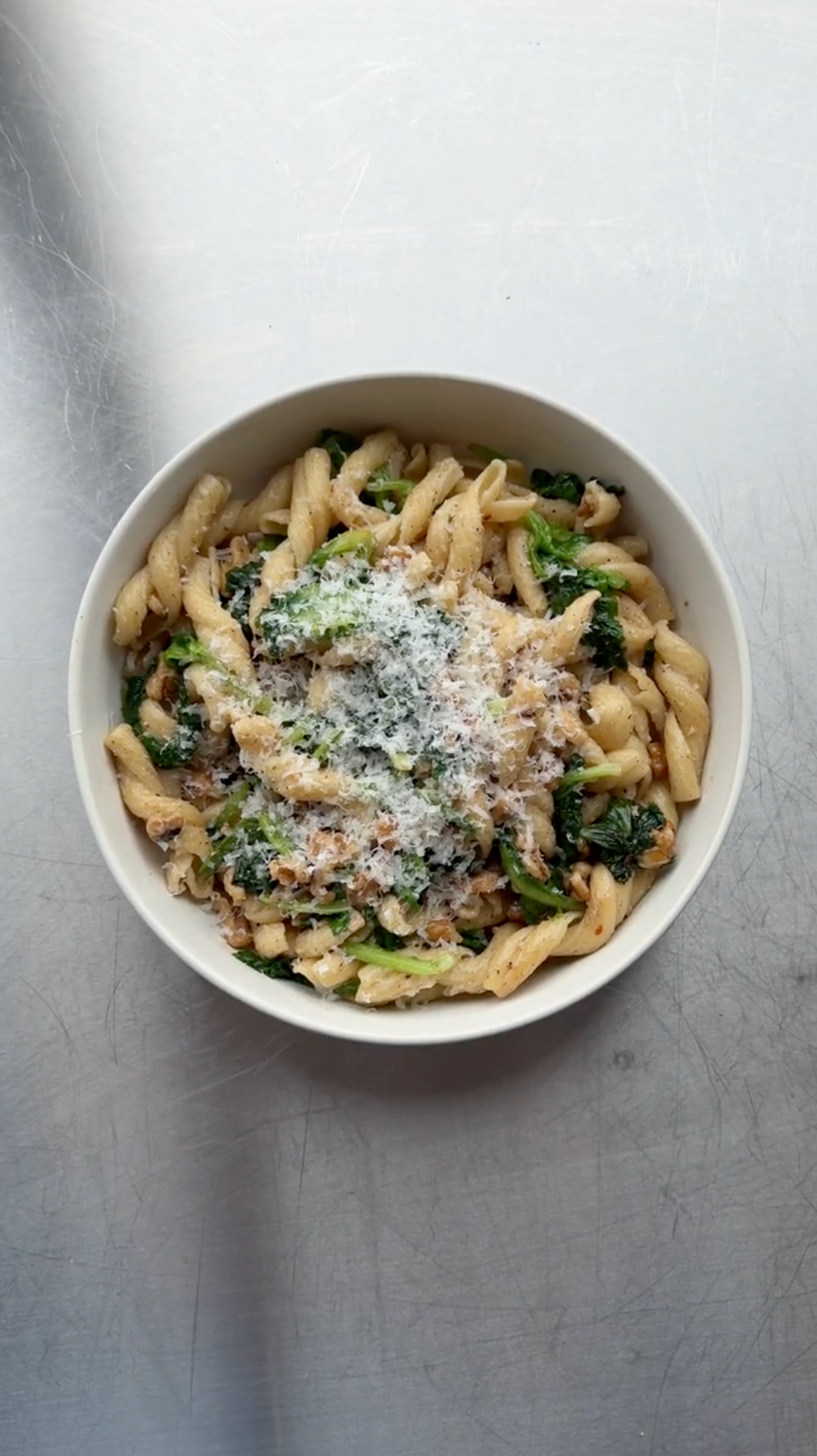 bowl of brown butter pasta on table