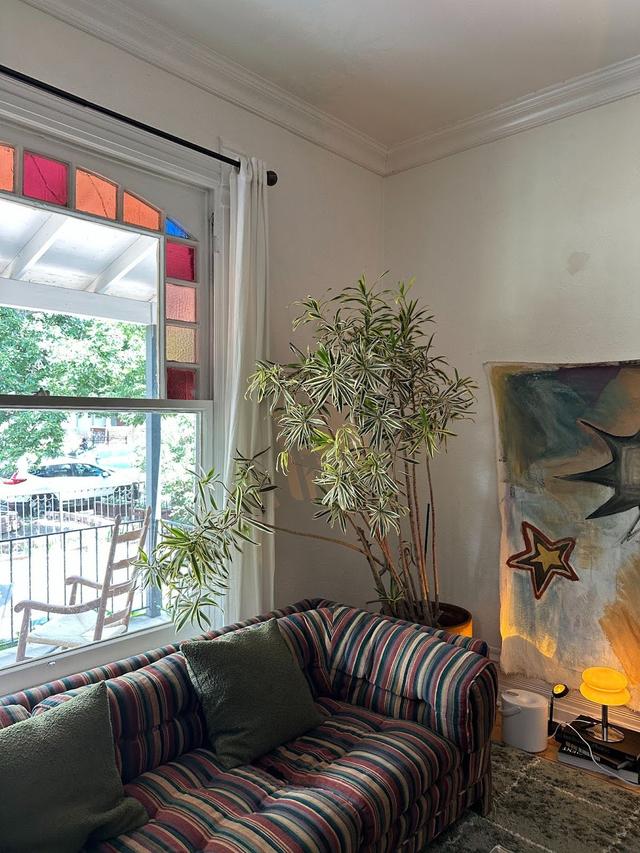 stained glass window in living room