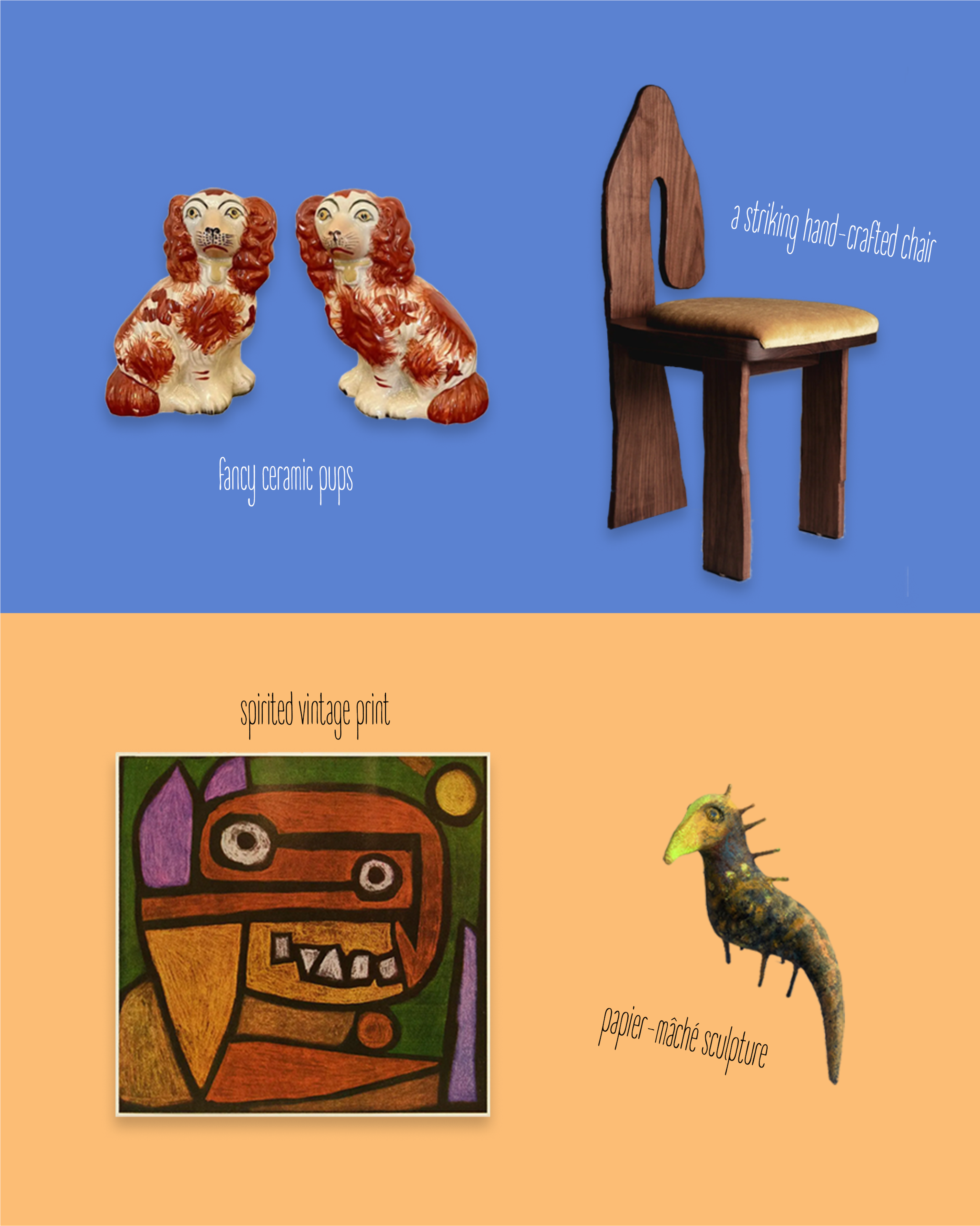 assorted vintage home decor items