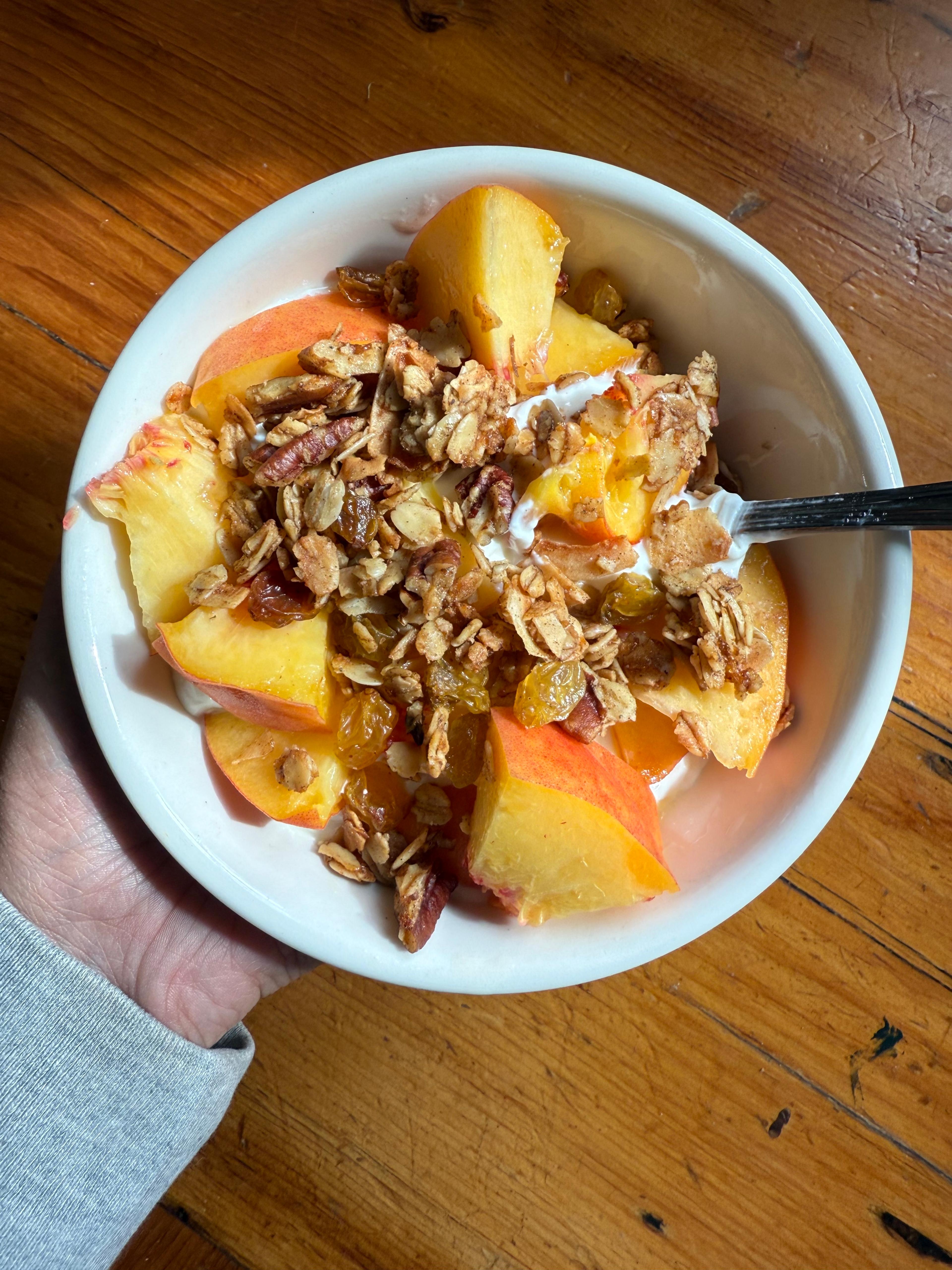 peach oatmeal and granola