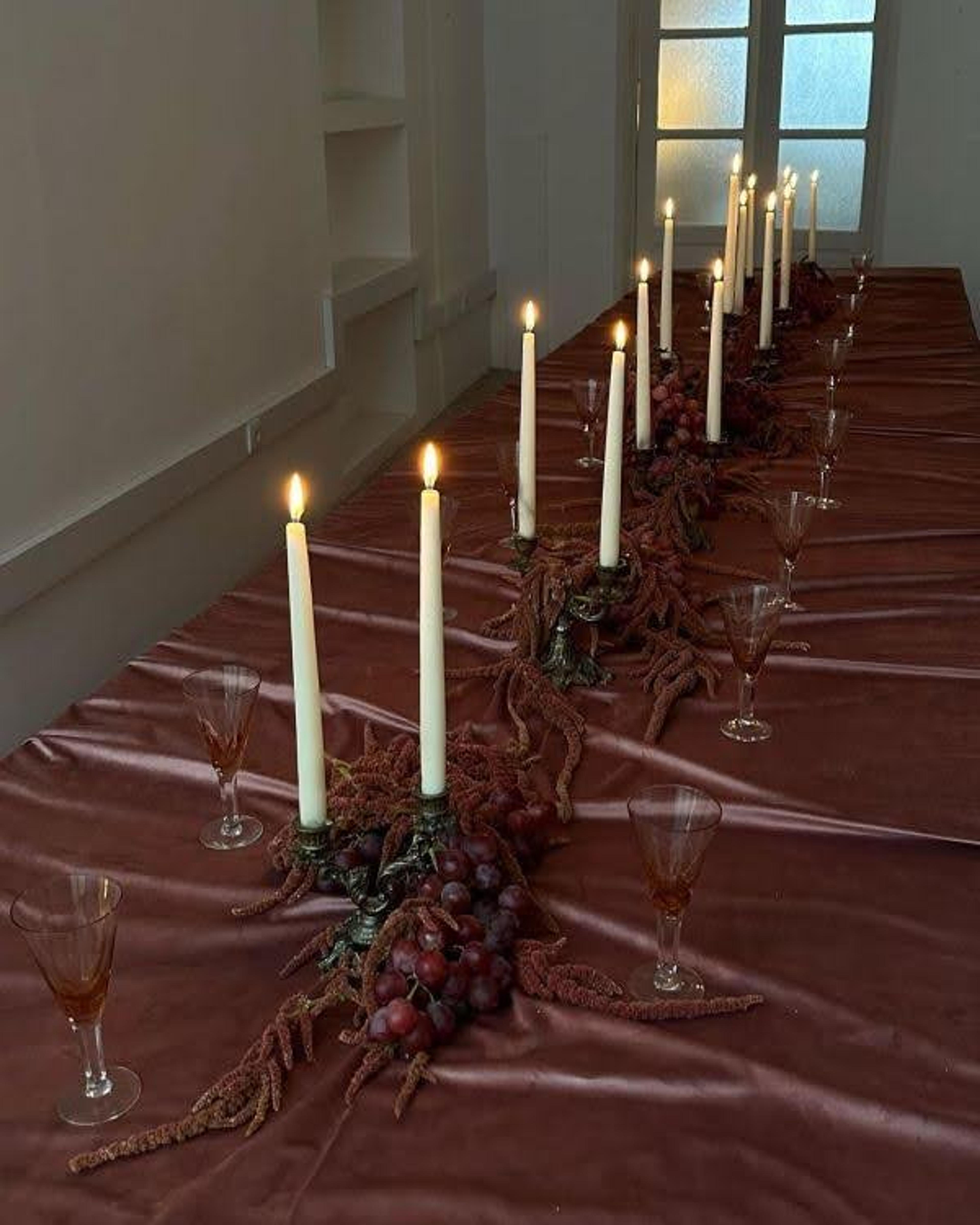 candles on long table