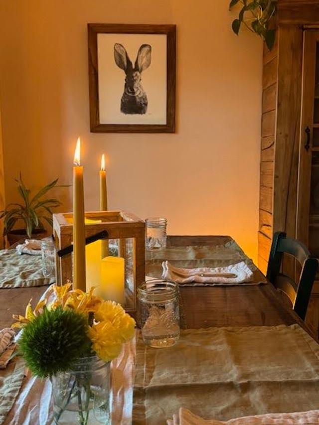 candle sticks lit on table