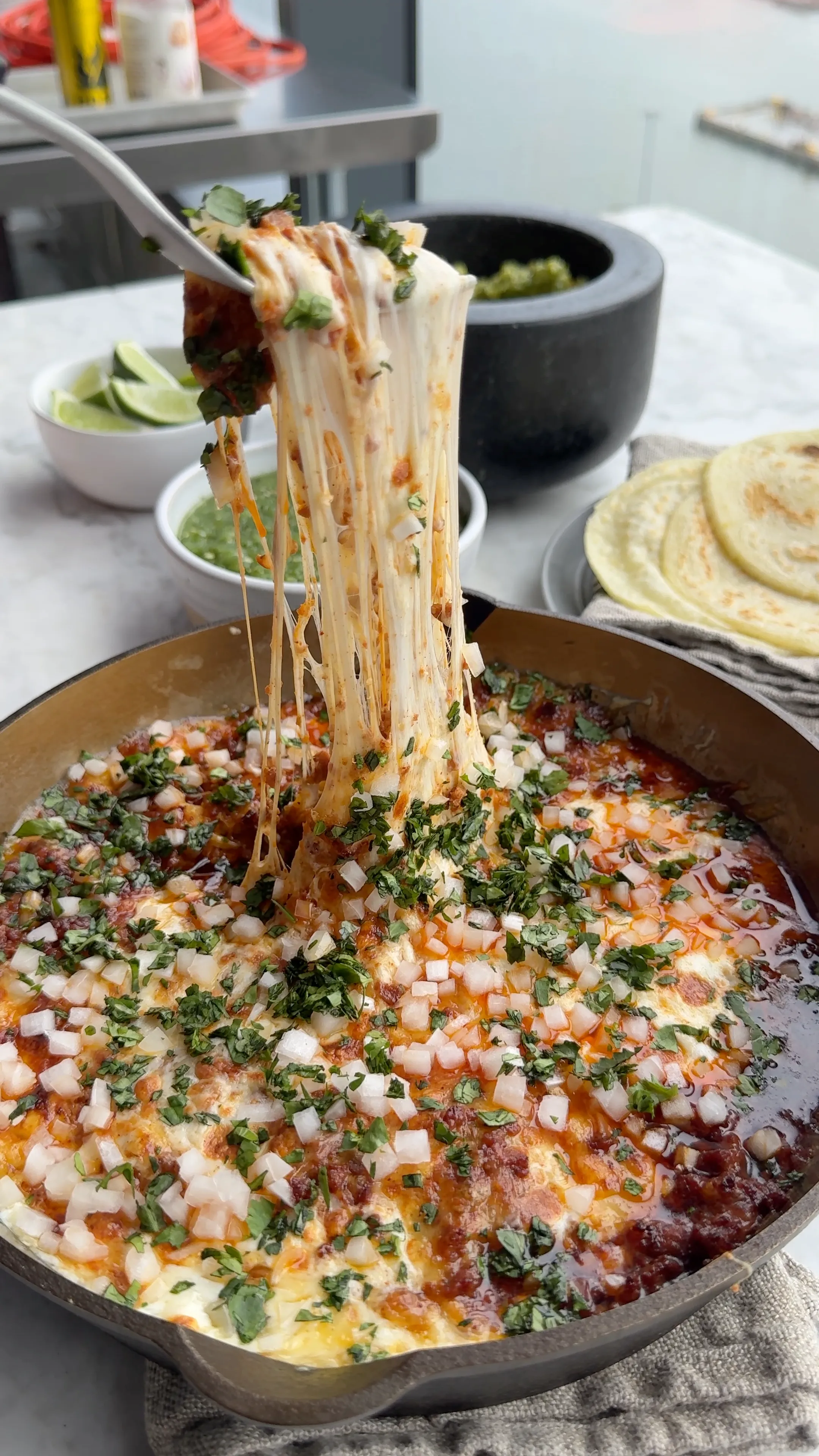 Choriqueso With Potato Masa Tortillas
