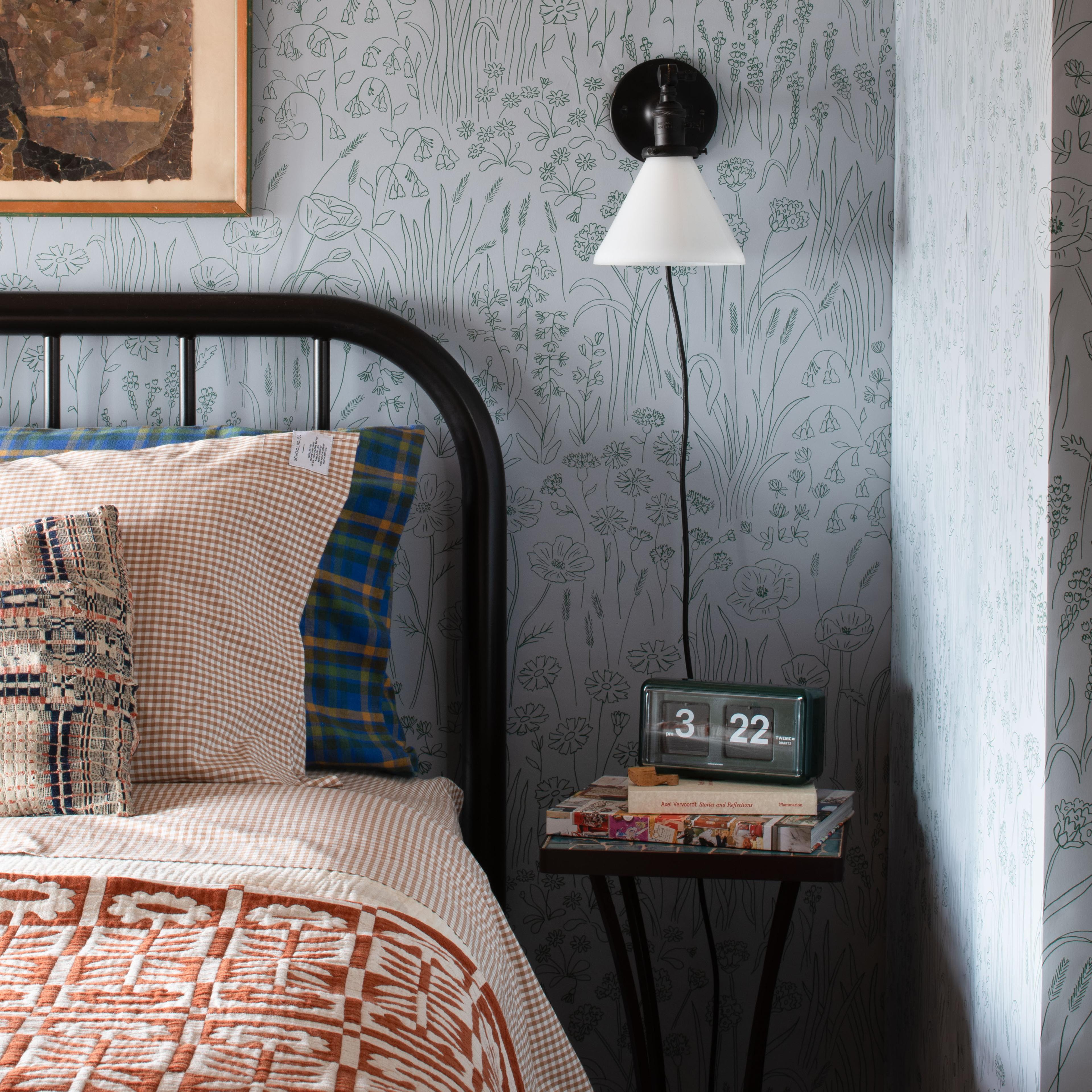Bed and bedside table