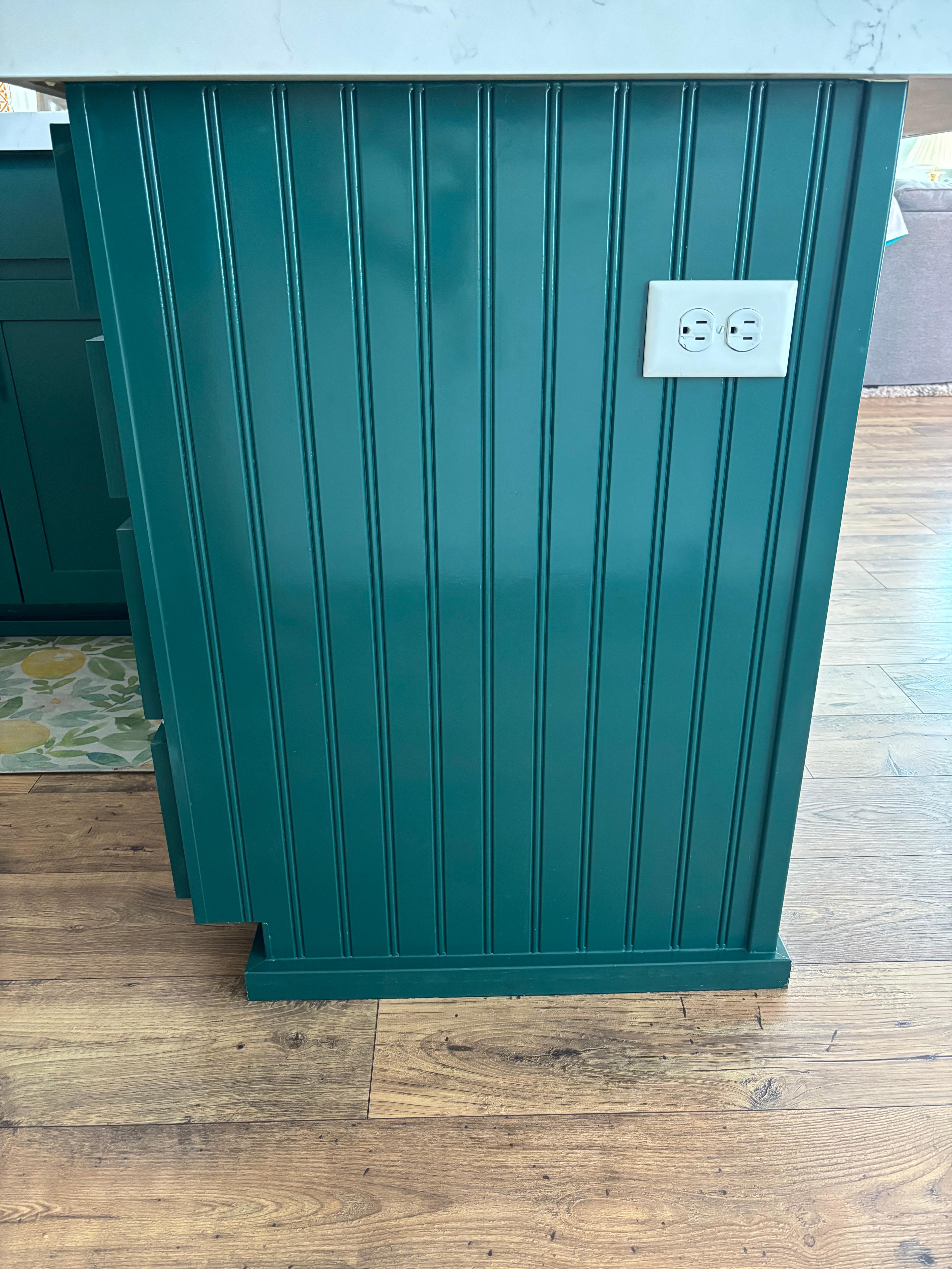 blue touched-up cabinet