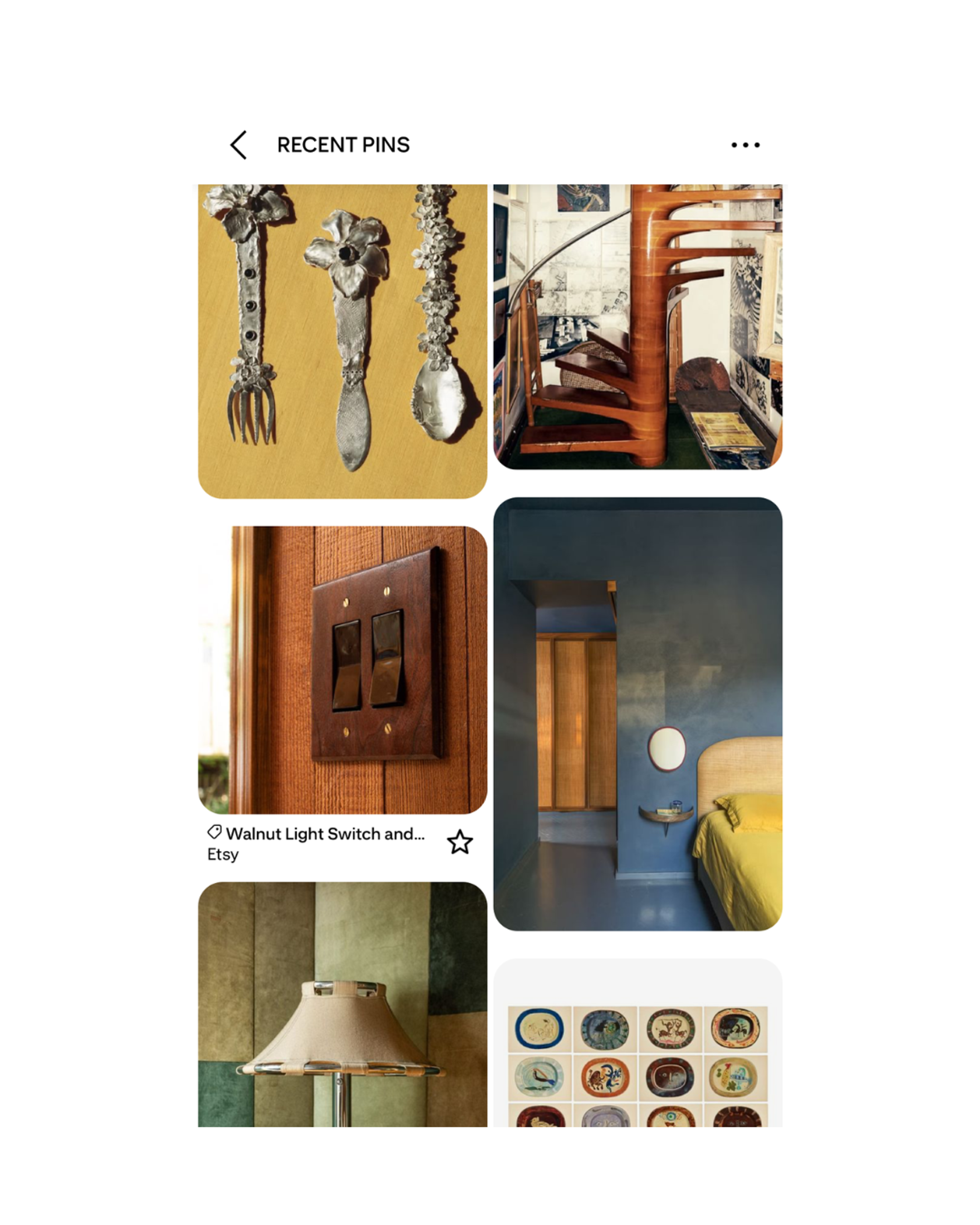 close up of Pinterest feed