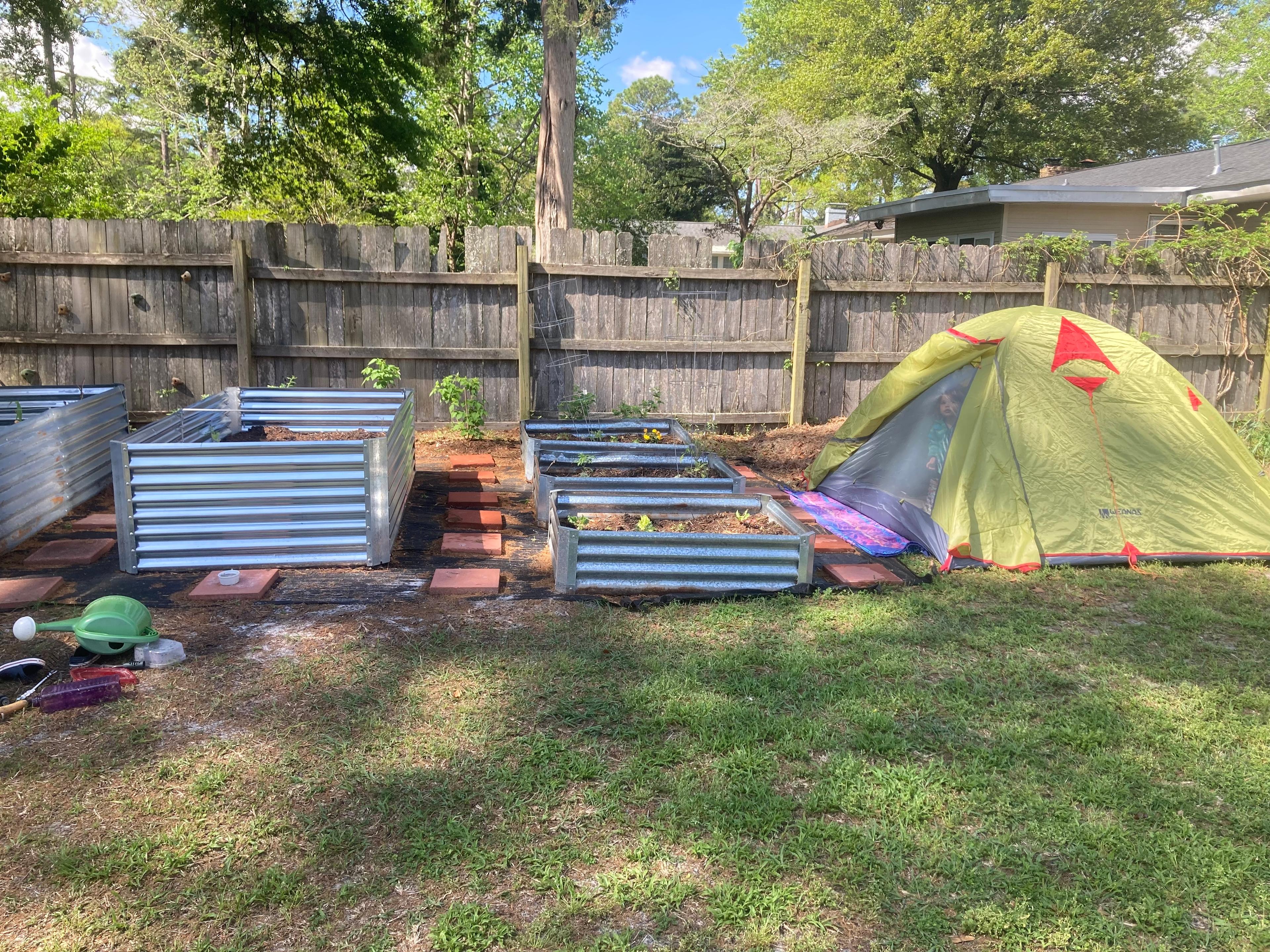 tents in backyard garden