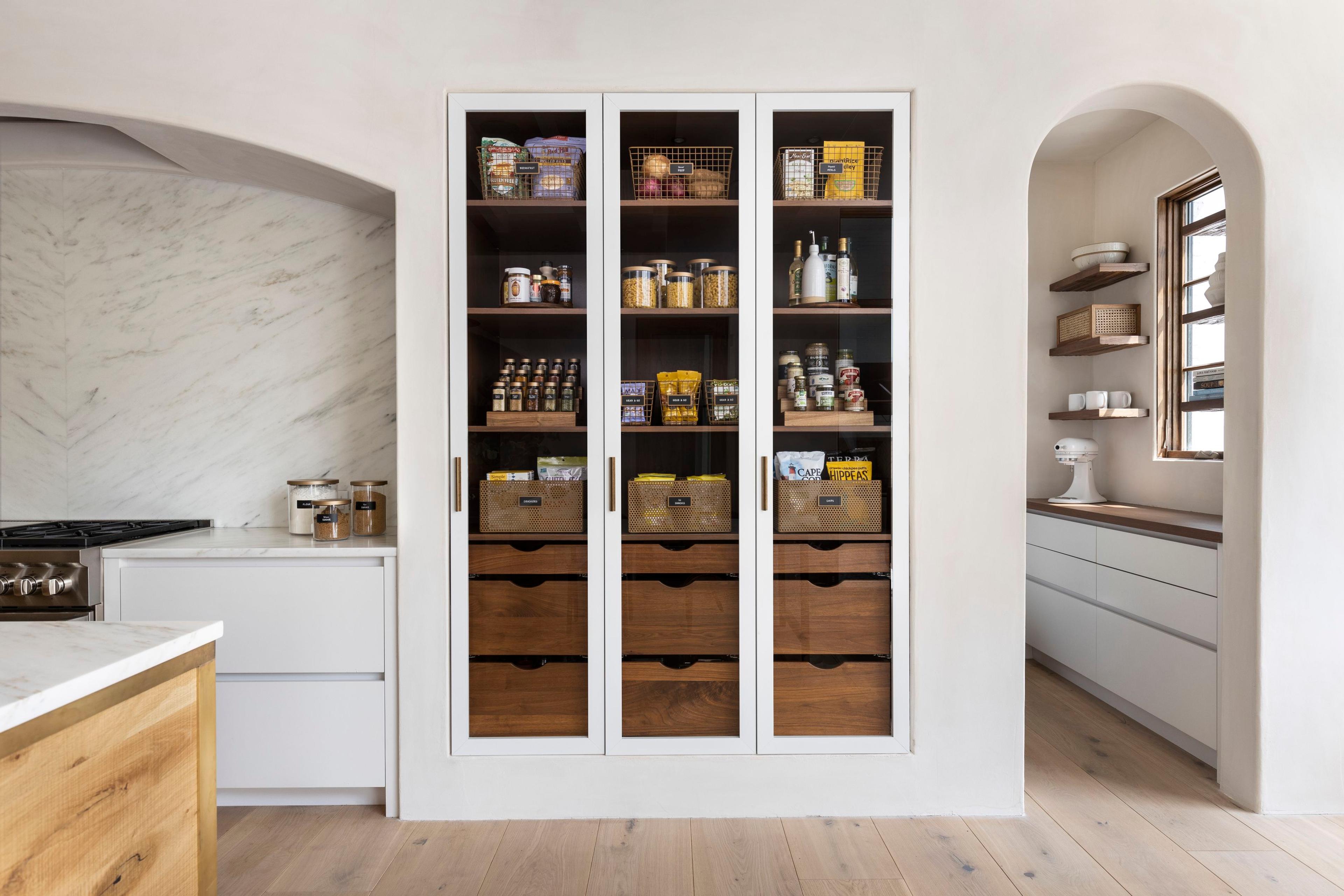 pantry with glass doors